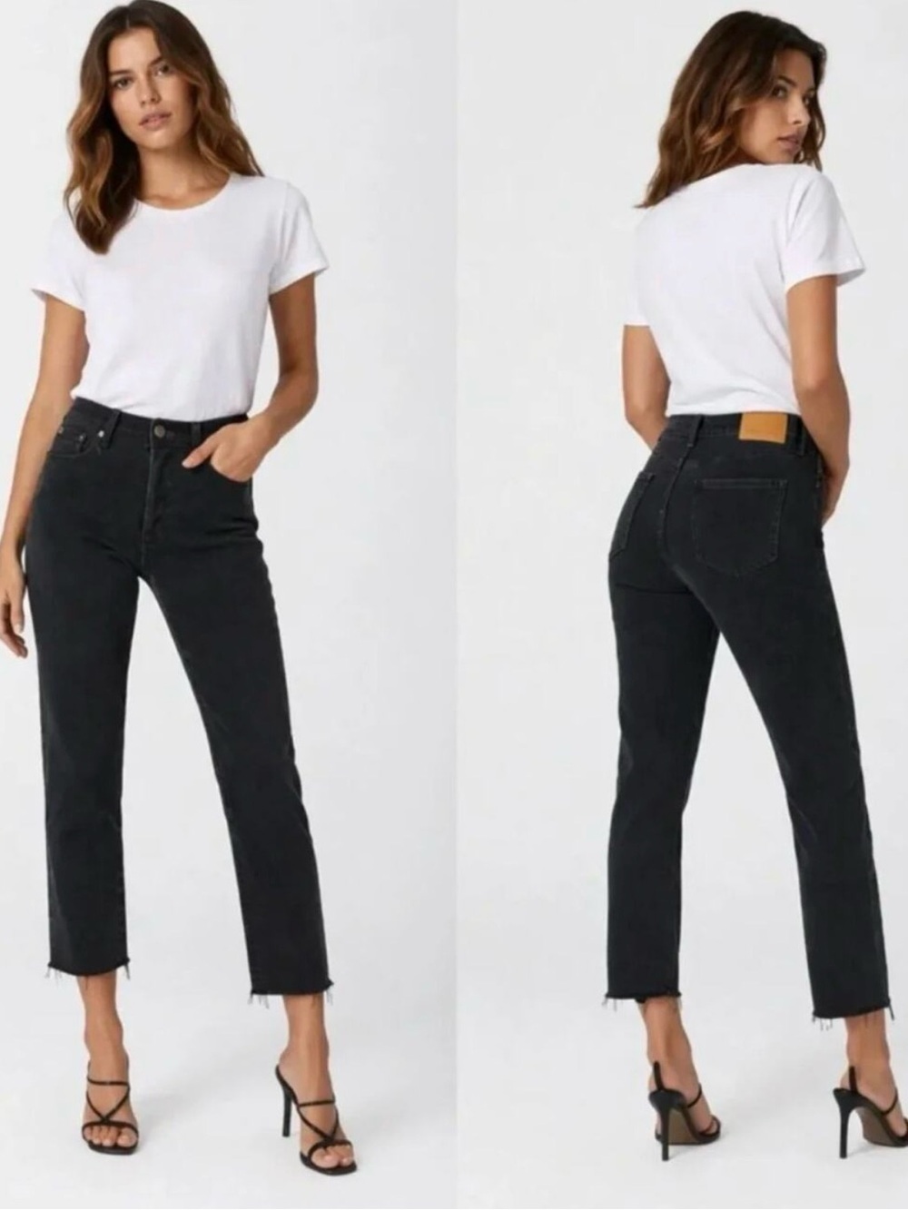 Denim Forum Black Straight-Leg High-Rise Jeans